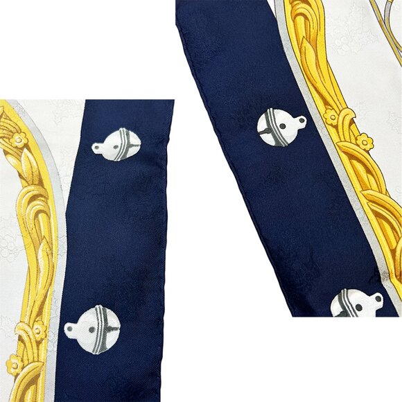 Hermès Scarf Plumes Et Grelots Jacquard 100% Silk 90 - Picture 4 of 11